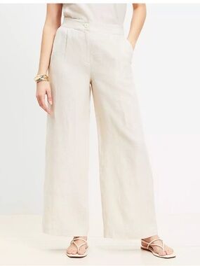 LOFT Pull On Wide Leg Pants In Linen